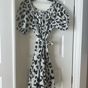 Velvet Black and White Animal Print Mini Dress